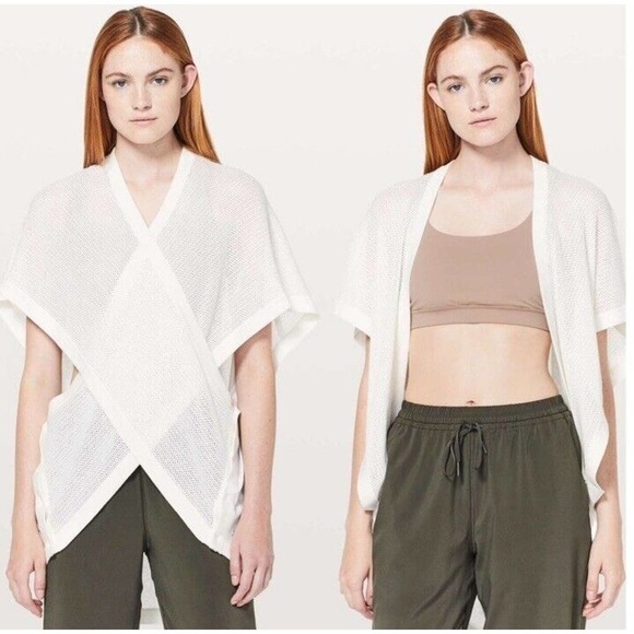 Lululemon Long Weekend Wrap Multiway Cardigan Shawl Coverup White Women One Size - Picture 1 of 16